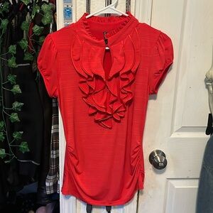 HeartSoul Coral Ruffle Blouse